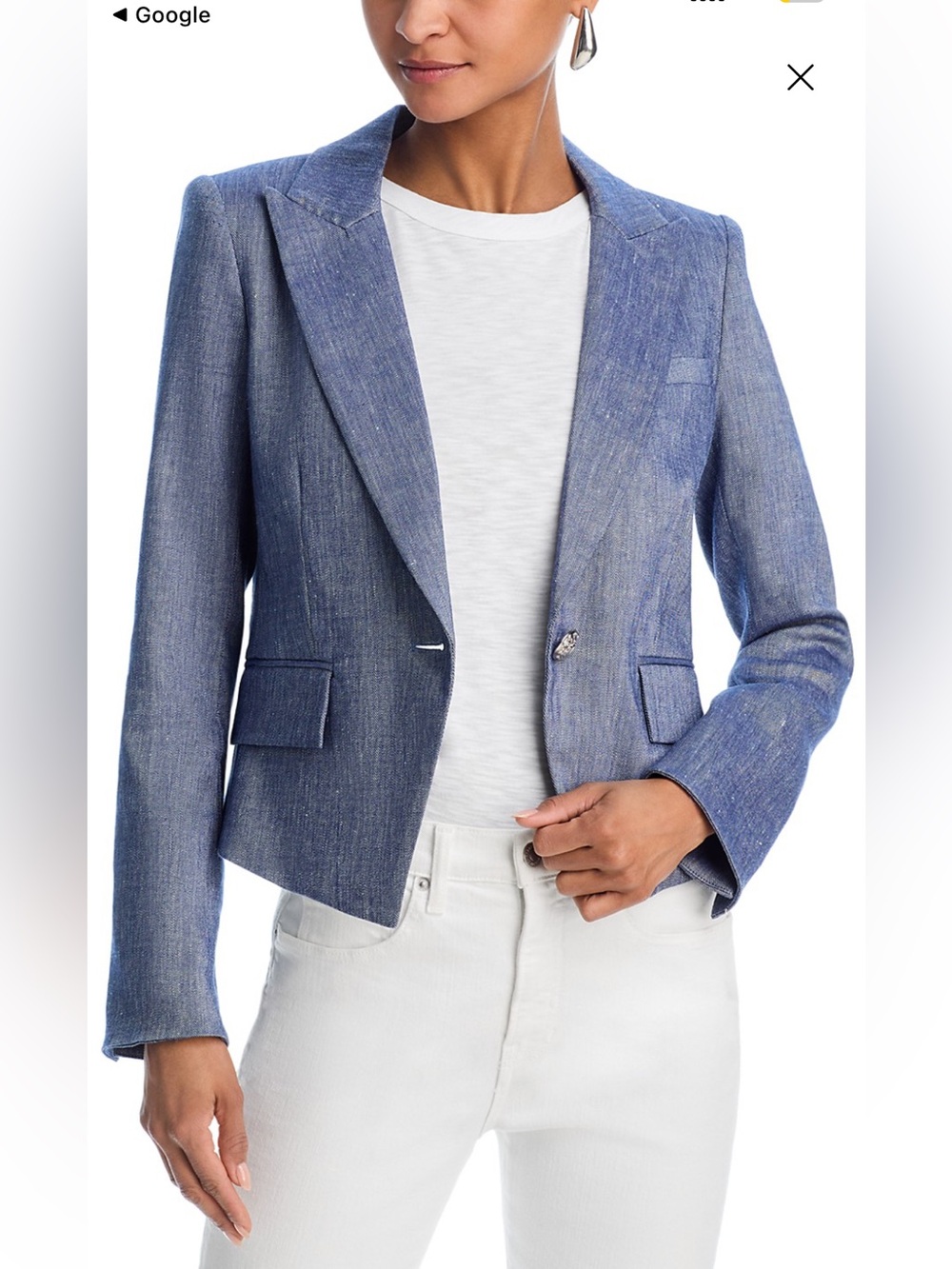 Veronica Beard Cropped Chambray Blue Blazer NWT